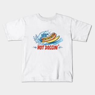 HOT DOGGIN' Wave Rider Kids T-Shirt